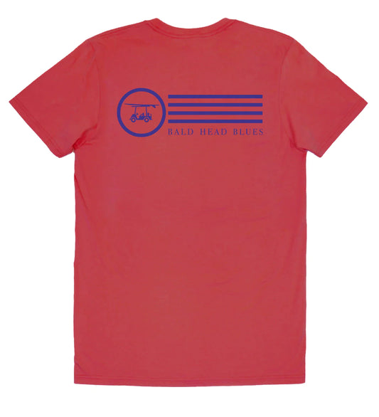 Bald Head Blues Island Tee - Short Sleeve Circle w/ Stripes - Brick Red