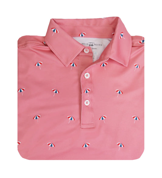 Bald Head Blues Albatross Polo - Peach with Umbrellas