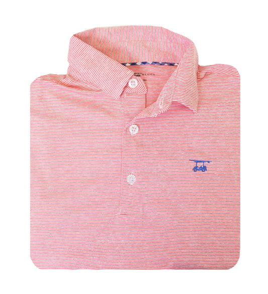 Bald Head Blues Albatross Polo - Heather Coral/White Microstripes