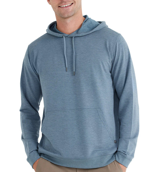 Free Fly Men's Bamboo Fleece Pullover Hoodie - Heather Blue Current
