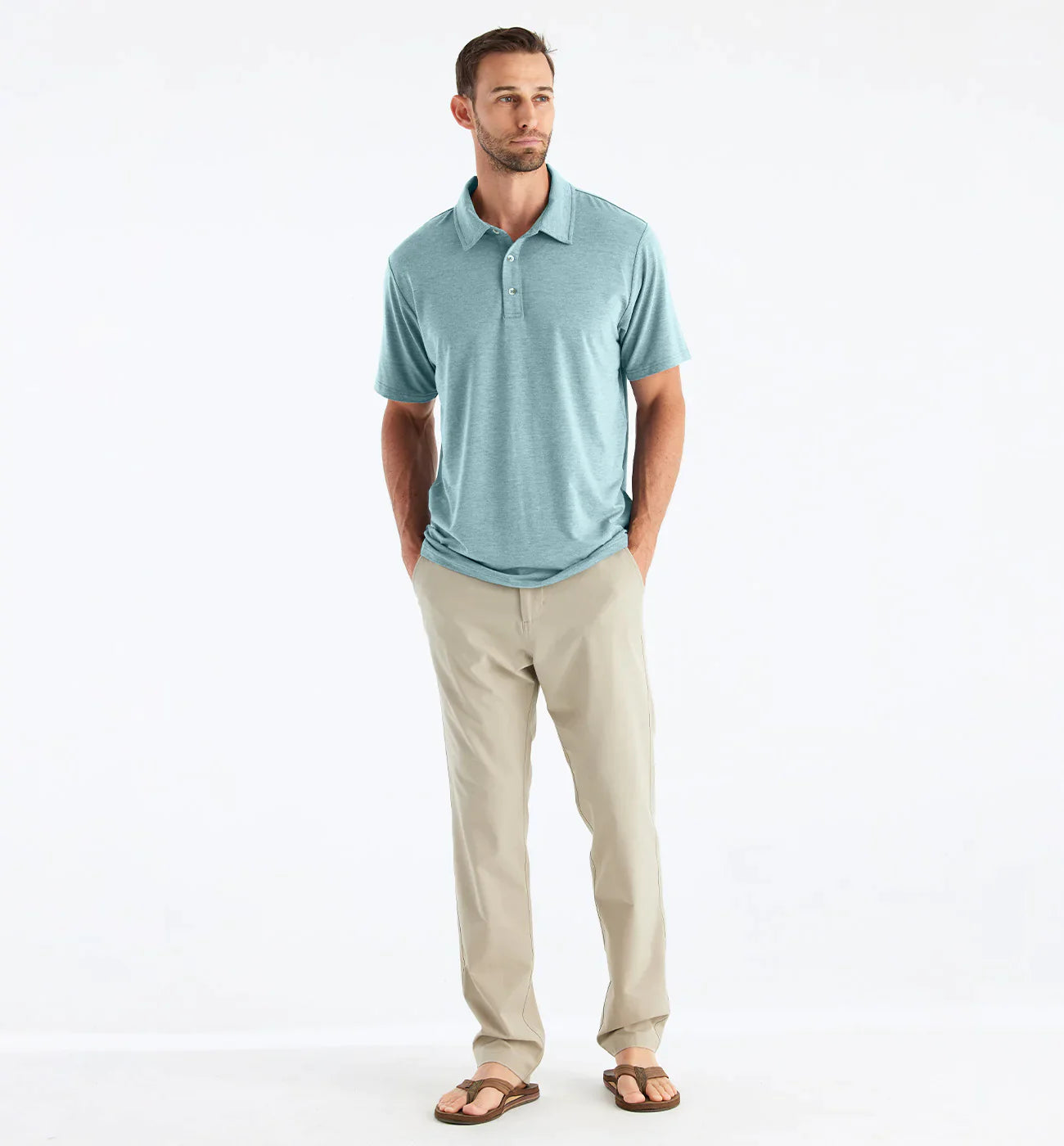 Free Fly Men's Bamboo Flex Polo - Heather Mineral