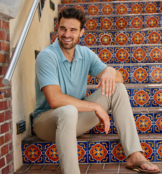 Free Fly Men's Bamboo Flex Polo - Heather Mineral