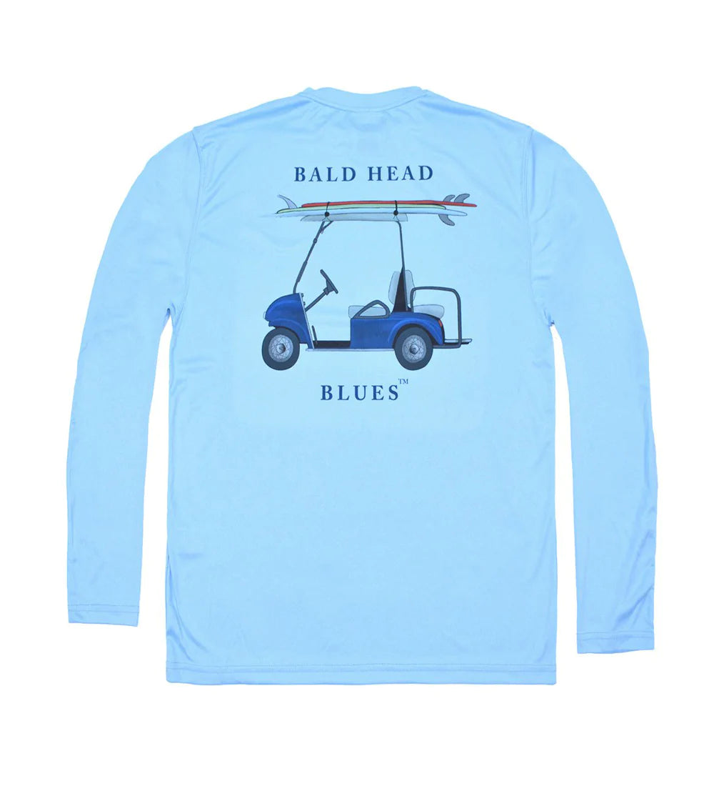 Bald Head Blues Youth Performance Long Sleeve Golf Cart T-Shirt - Columbian Blue