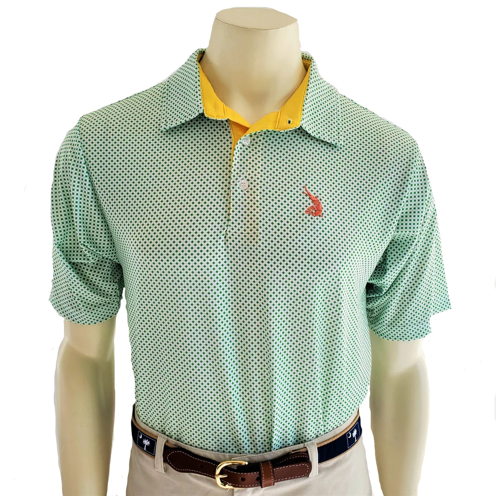 Low Country Livin' Performance Polo - Masters/Green-Yellow Lattice