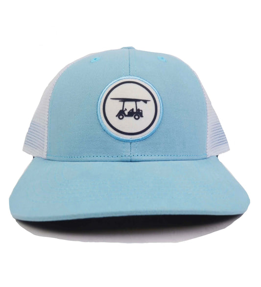 Bald Head Blues Trucker Hat w/ Circle Logo - Light Blue