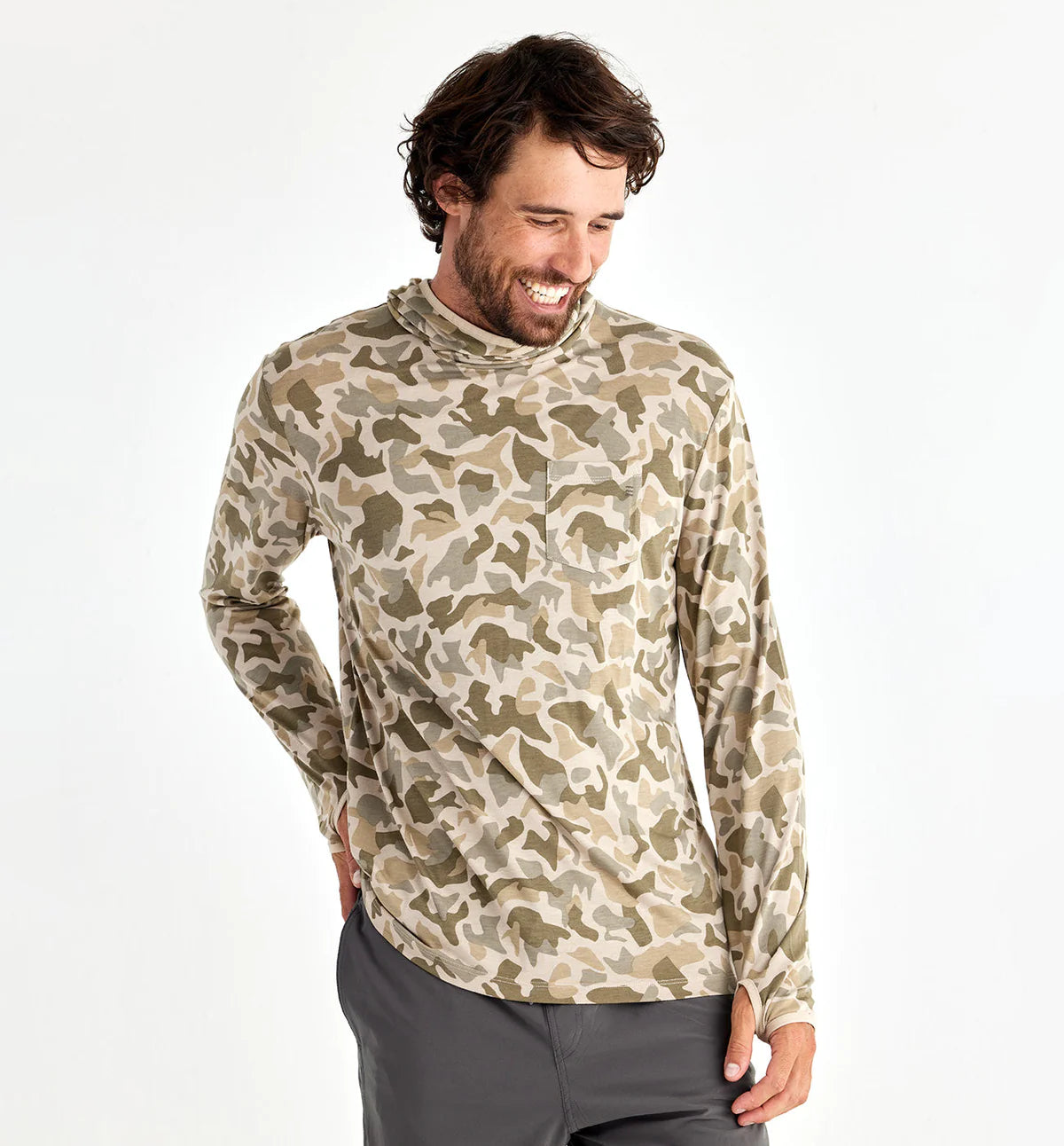 Free Fly Men's Bamboo Lightweight Hoodie - Barrier Island Camo