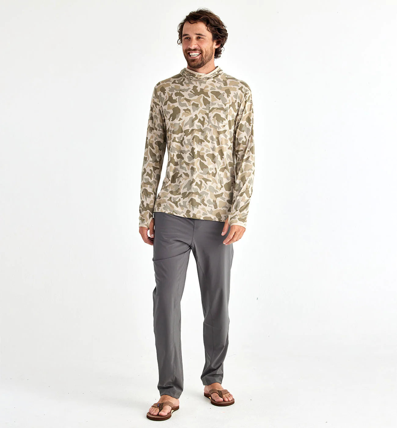 Free Fly Men's Bamboo Lightweight Hoodie - Barrier Island Camo