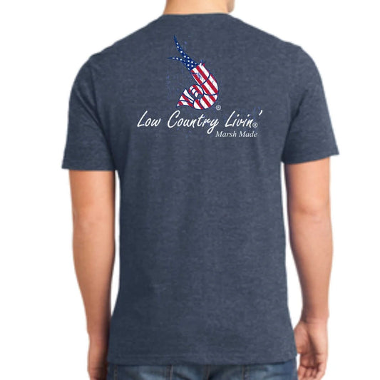 Low Country Livin' USA Old Glory Tee - Heather Navy