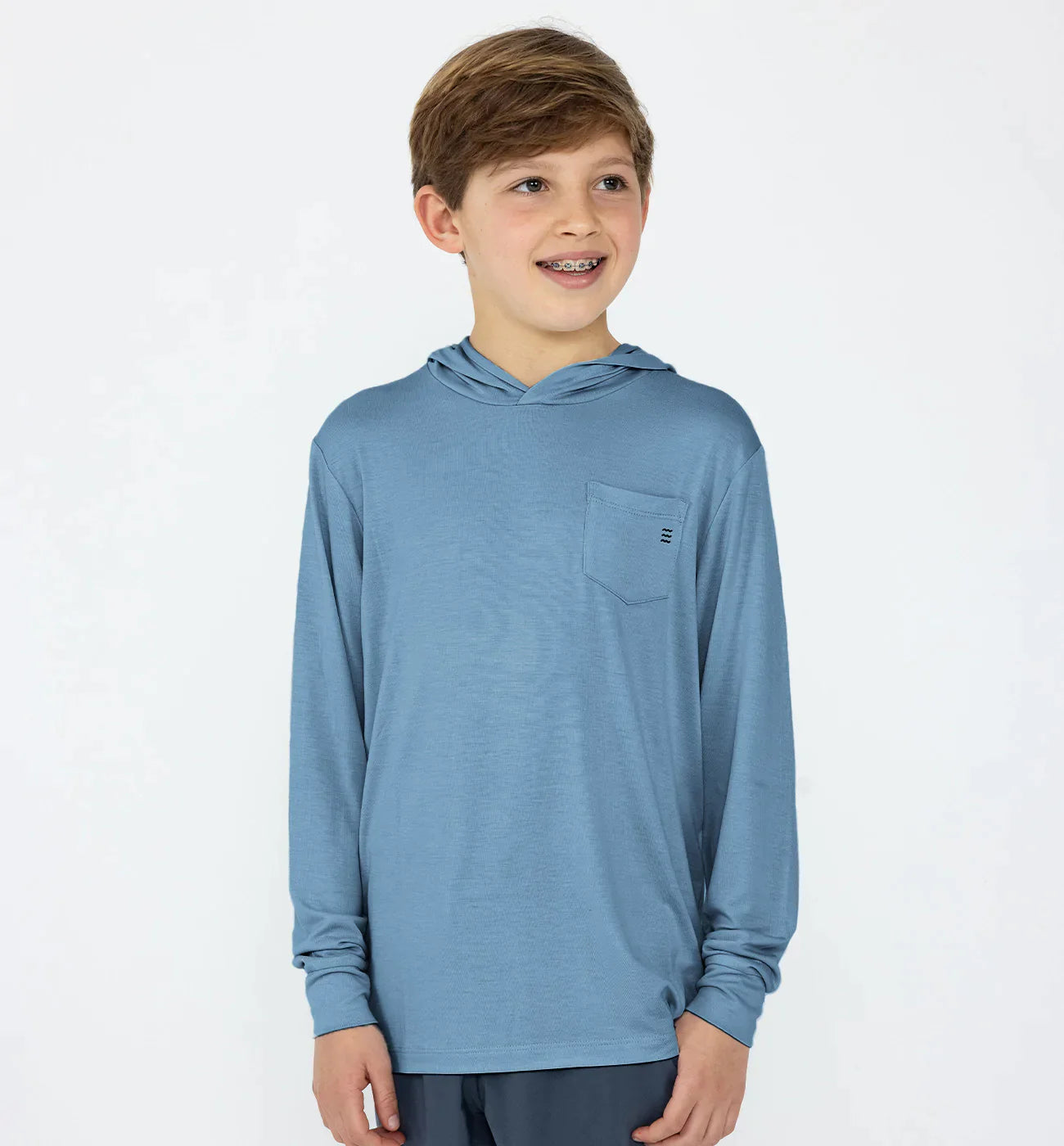 Free Fly Youth Bamboo Shade Hoodie - Stormy Sea