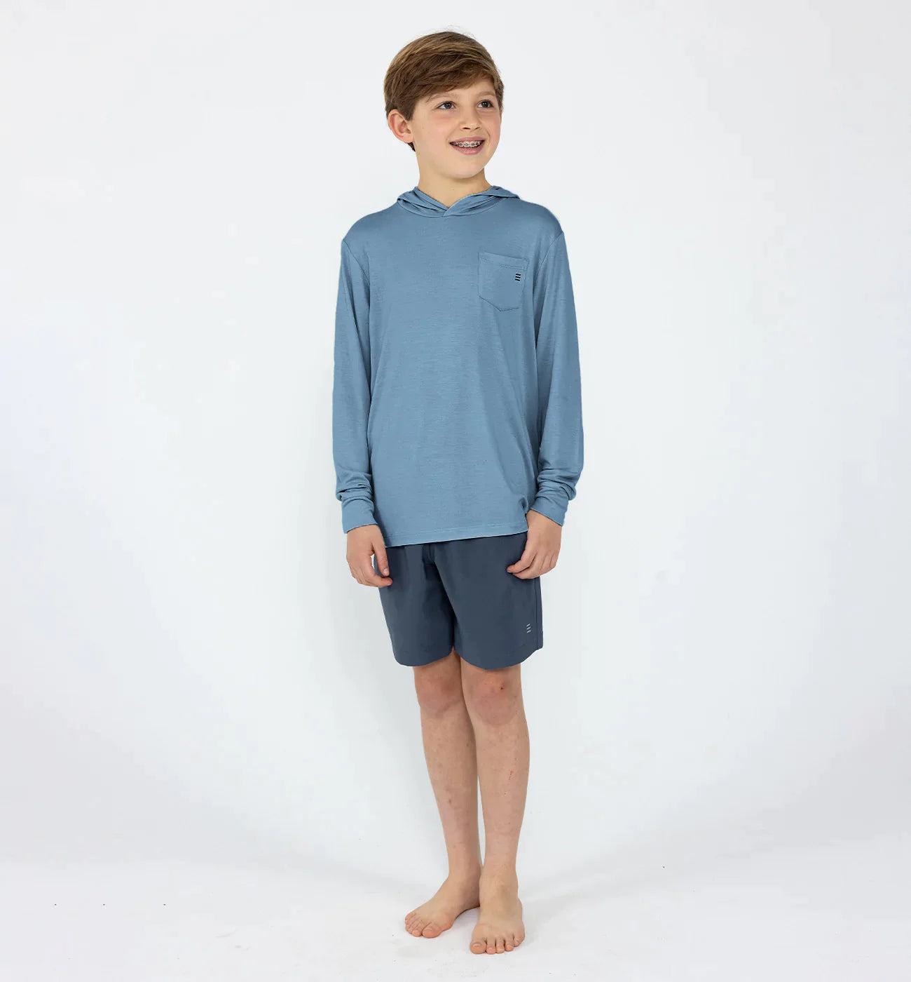 Free Fly Youth Bamboo Shade Hoodie - Stormy Sea