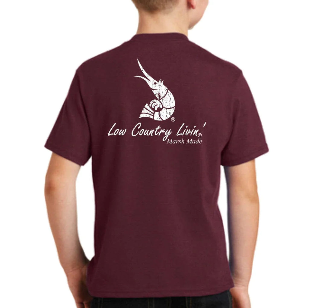 Low Country Livin' Youth Distressed Tee - Maroon